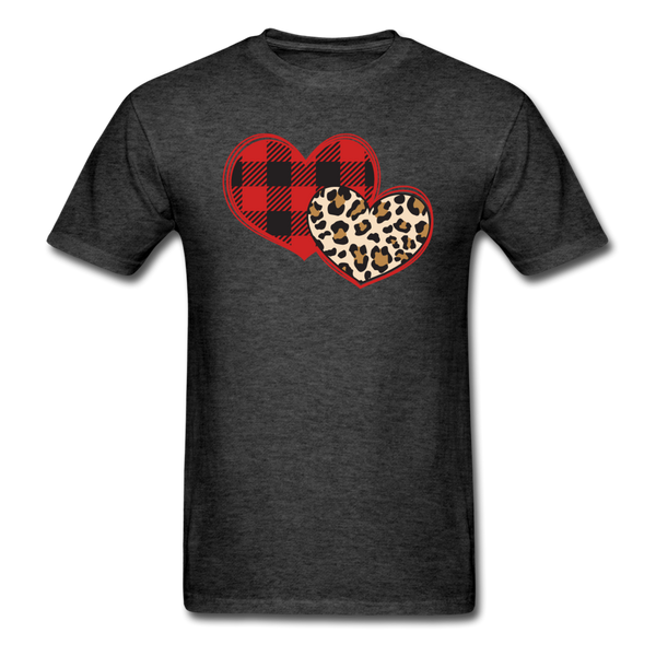 1490 1/4S Hearts Buffalo Plaid Leopard PREMIUM TSHIRT - heather black