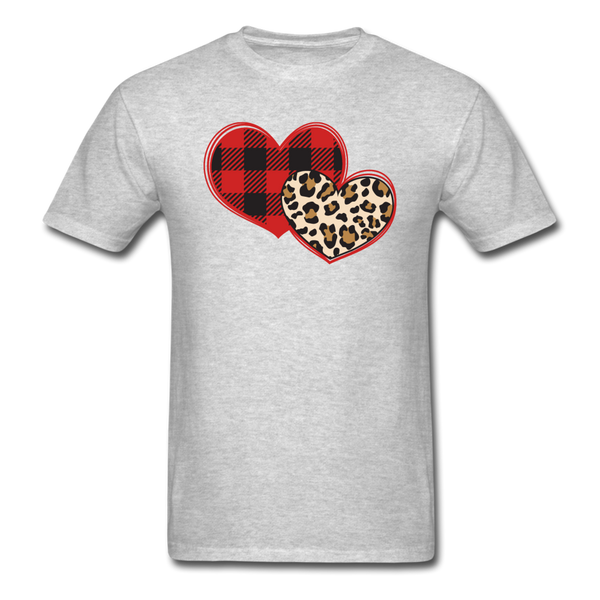 1490 1/4S Hearts Buffalo Plaid Leopard PREMIUM TSHIRT - heather gray