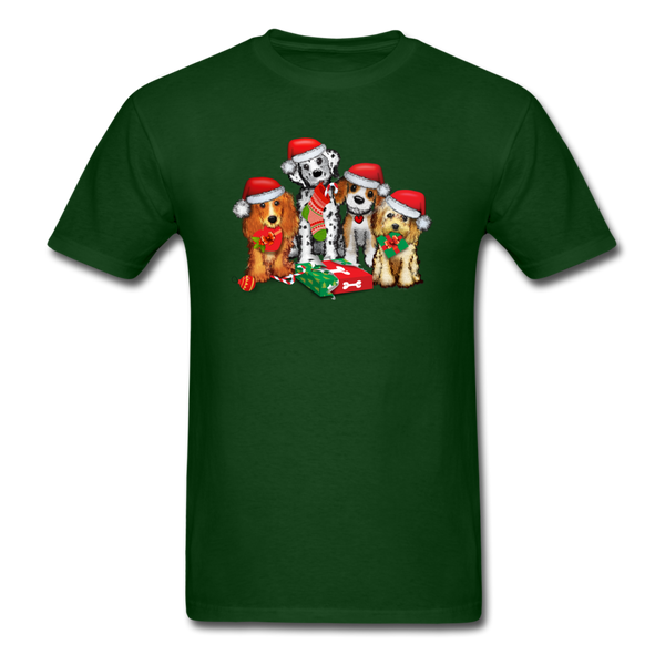 1189 1/4S Christmas Crew Dogs PREMIUM TSHIRT - forest green