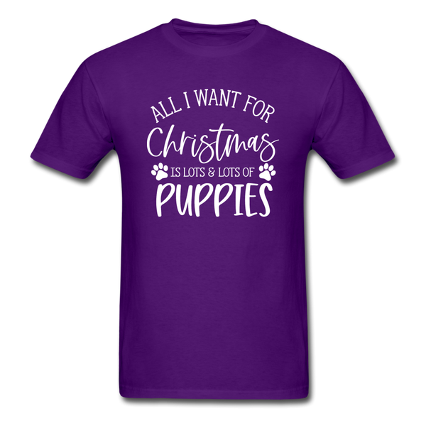 1185 1/4S All I Want For Christmas Puppies PREMIUM TSHIRT - purple