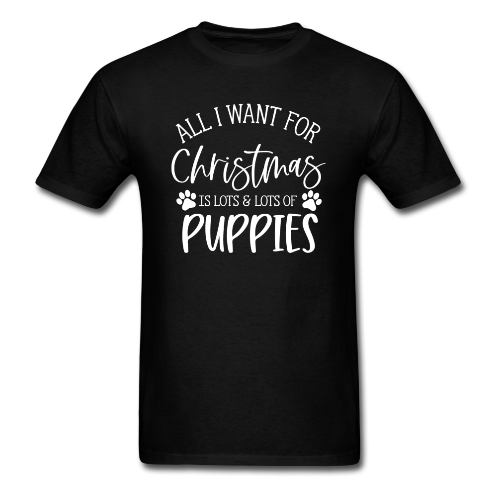 1185 1/4S All I Want For Christmas Puppies PREMIUM TSHIRT - black