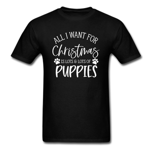 1185 1/4S All I Want For Christmas Puppies PREMIUM TSHIRT - black