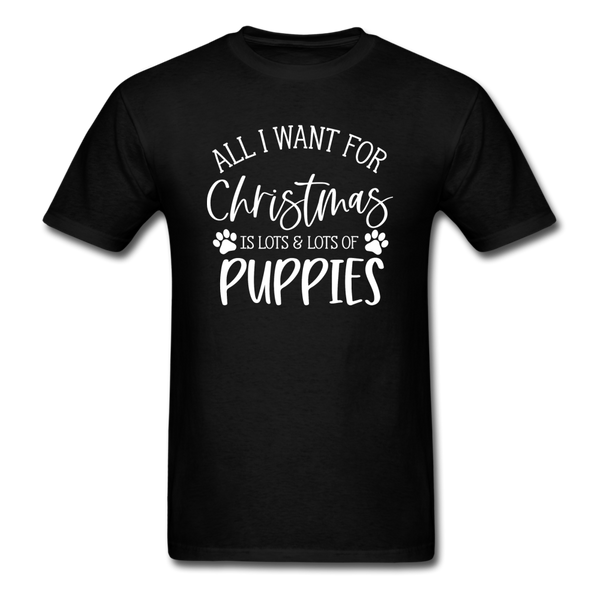 1185 1/4S All I Want For Christmas Puppies PREMIUM TSHIRT - black