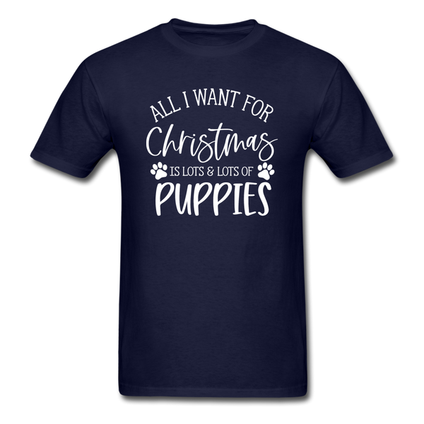 1185 1/4S All I Want For Christmas Puppies PREMIUM TSHIRT - navy