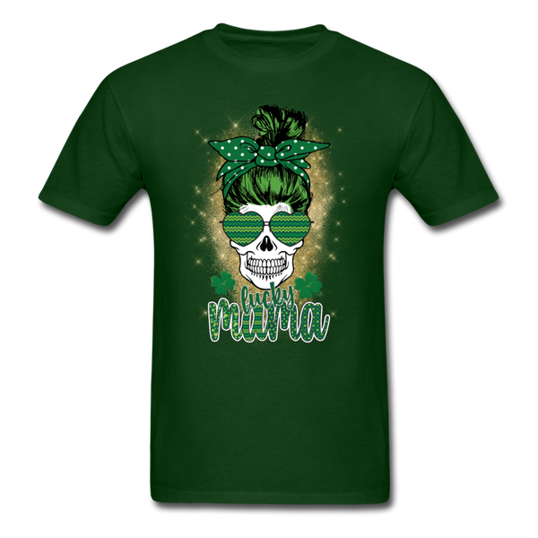 1450 1/4S St. Patrick's Day Lucky Mama Skull PREMIUM TSHIRT - forest green