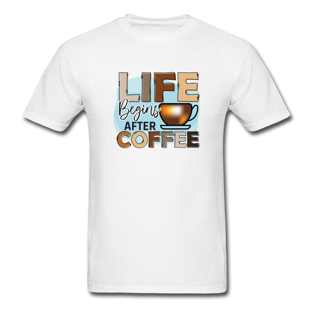 1376 1/4S Life Begins After Coffee PREMIUM TSHIRT - white