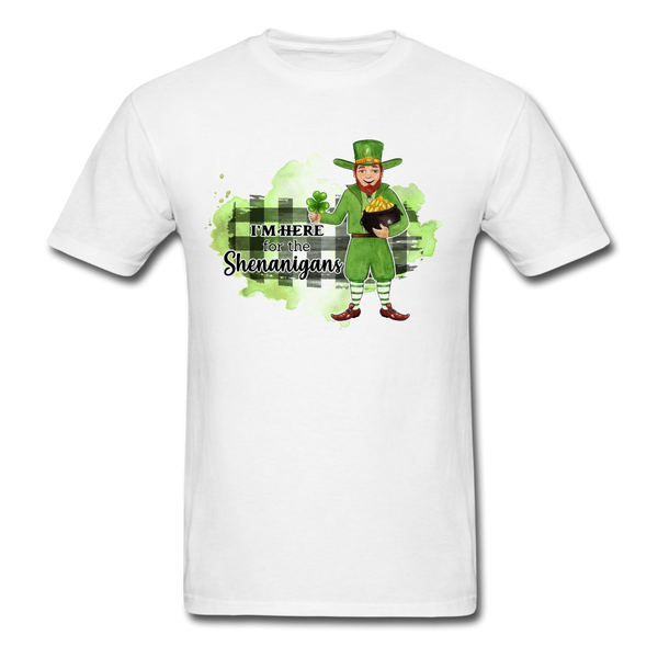 1046 1/4S Leprechaun I'm Here For The Shenanigans PREMIUM TSHIRT - white