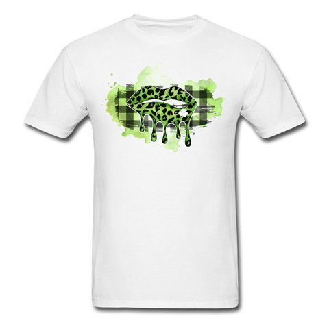 1045 1/4S Dripping Lips Green PREMIUM TSHIRT - white