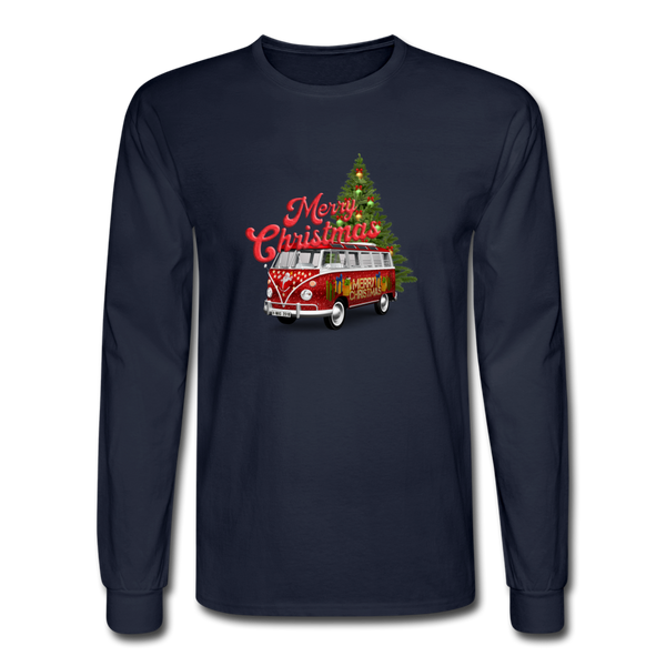 1017 4/4S Merry Christmas Bus & Tree PREMIUM TSHIRT - navy