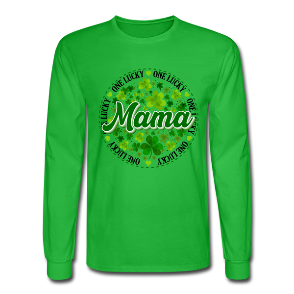 1069 4/4S One Lucky Mama, Circle, Black Letters PREMIUM TSHIRT - bright green