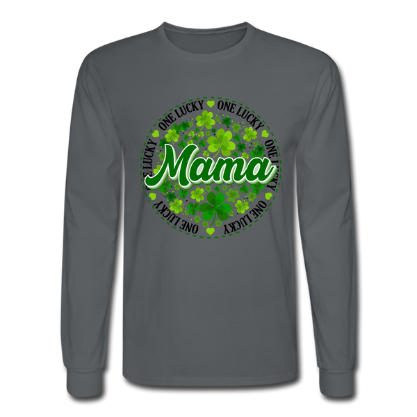 1069 4/4S One Lucky Mama, Circle, Black Letters PREMIUM TSHIRT - charcoal