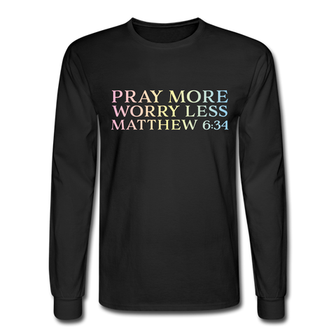 1083 4/4S Pray More Worry Less Matthew 6:34 PREMIUM TSHIRT - black