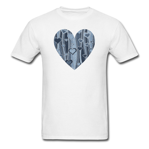 8118 1/4S Vertical Hearts Heart PREMIUM TSHIRT - white