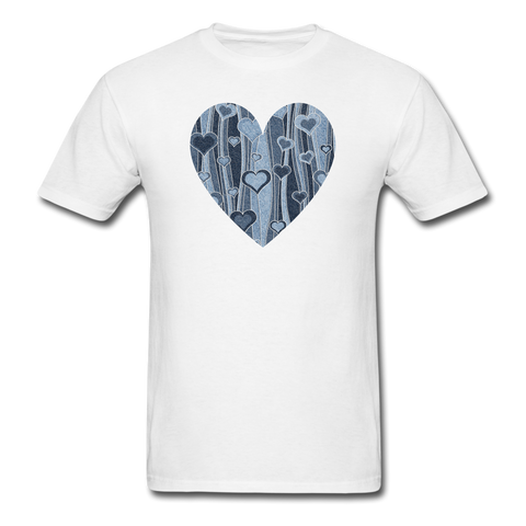 8118 1/4S Vertical Hearts Heart PREMIUM TSHIRT - white