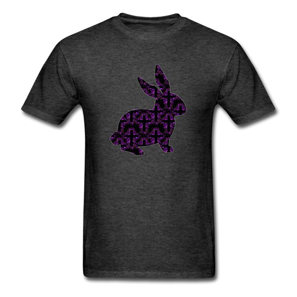 8152 1/4S Rejoice In Purple Bunny PREMIUM TSHIRT - heather black