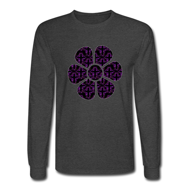 8152 4/4S Rejoice In Purple Flower PREMIUM TSHIRT - heather black