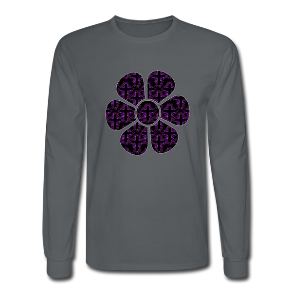 8152 4/4S Rejoice In Purple Flower PREMIUM TSHIRT - charcoal