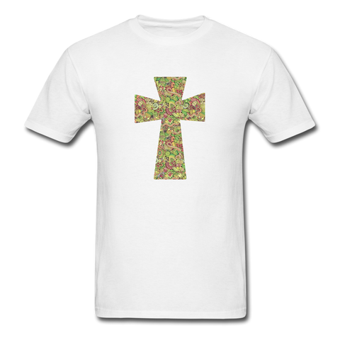 8143 1/4S Easter Collage Cross PREMIUM TSHIRT - white