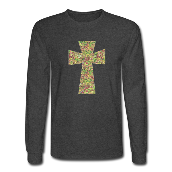 8143 4/4S Easter Collage Cross PREMIUM TSHIRT - heather black