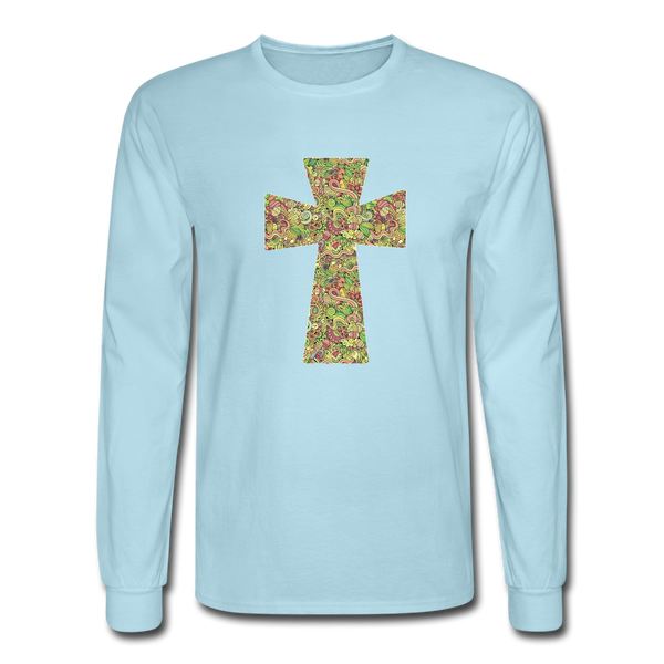 8143 4/4S Easter Collage Cross PREMIUM TSHIRT - powder blue