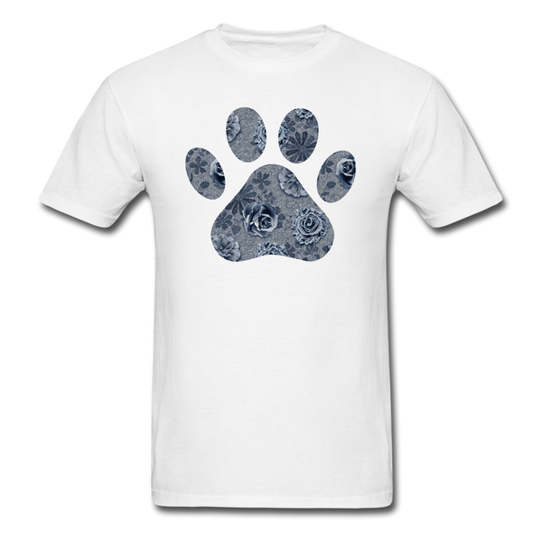 8321 1/4S Cindys Denim Look Floral Paw PREMIUM TSHIRT - white