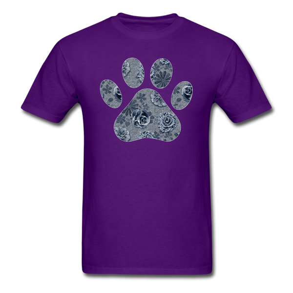 8321 1/4S Cindys Denim Look Floral Paw PREMIUM TSHIRT - purple