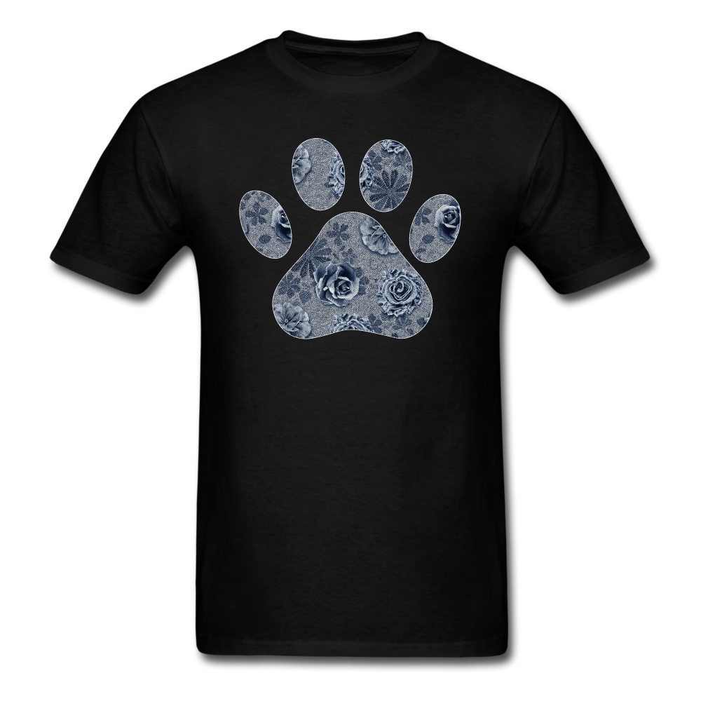 8321 1/4S Cindys Denim Look Floral Paw PREMIUM TSHIRT - black
