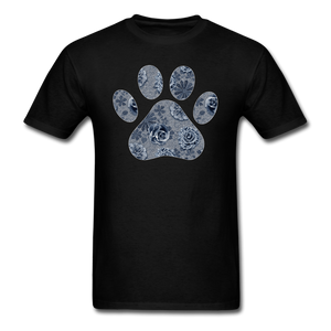 8321 1/4S Cindys Denim Look Floral Paw PREMIUM TSHIRT - black