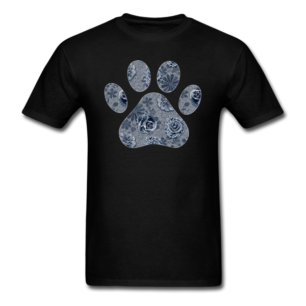 8321 1/4S Cindys Denim Look Floral Paw PREMIUM TSHIRT - black