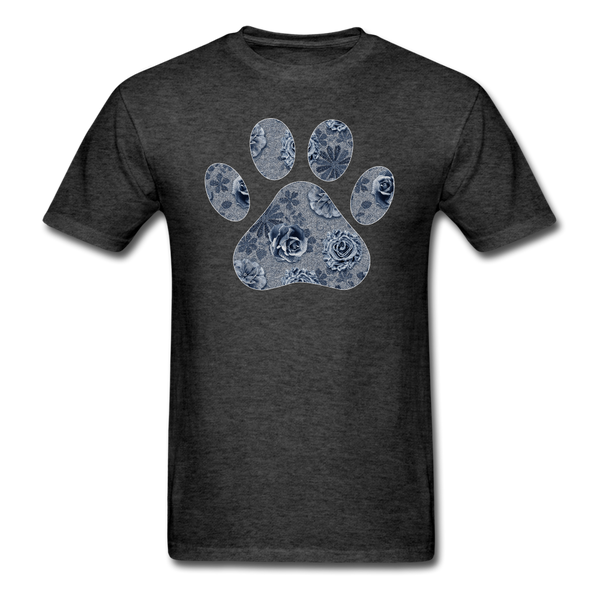 8321 1/4S Cindys Denim Look Floral Paw PREMIUM TSHIRT - heather black