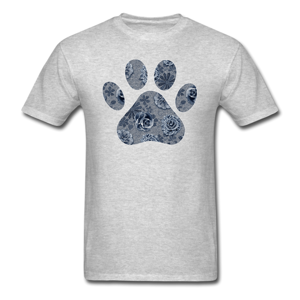 8321 1/4S Cindys Denim Look Floral Paw PREMIUM TSHIRT - heather gray