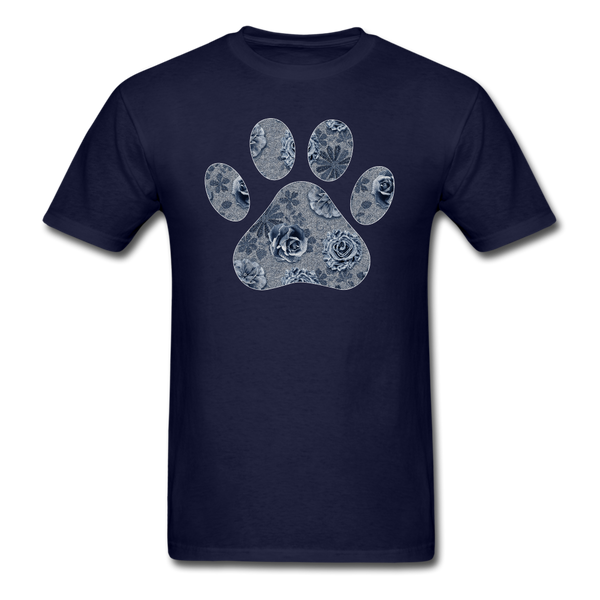 8321 1/4S Cindys Denim Look Floral Paw PREMIUM TSHIRT - navy