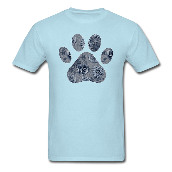 8321 1/4S Cindys Denim Look Floral Paw PREMIUM TSHIRT - powder blue