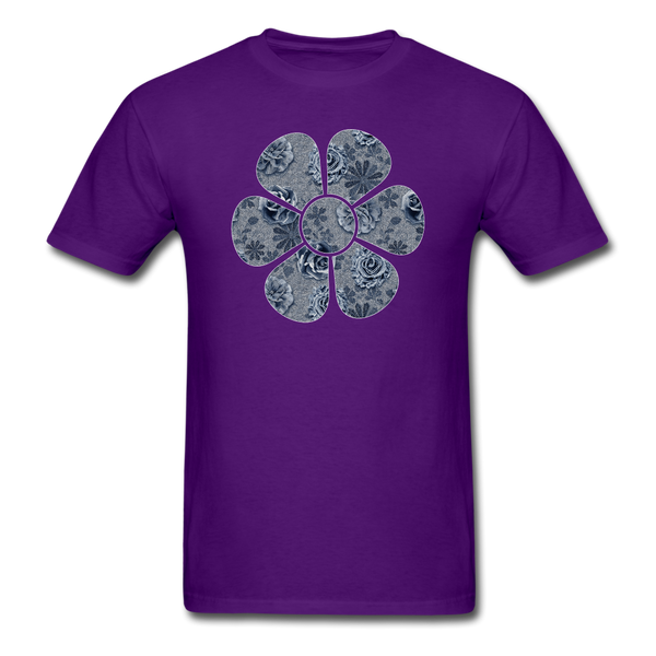 8321 1/4S Cindys Denim Look Floral Flower PREMIUM TSHIRT - purple