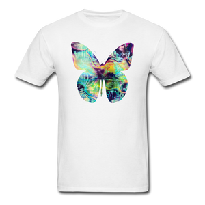 8338 1/4S Crystals Watercolor Tie Dye Butterfly PREMIUM TSHIRT - white