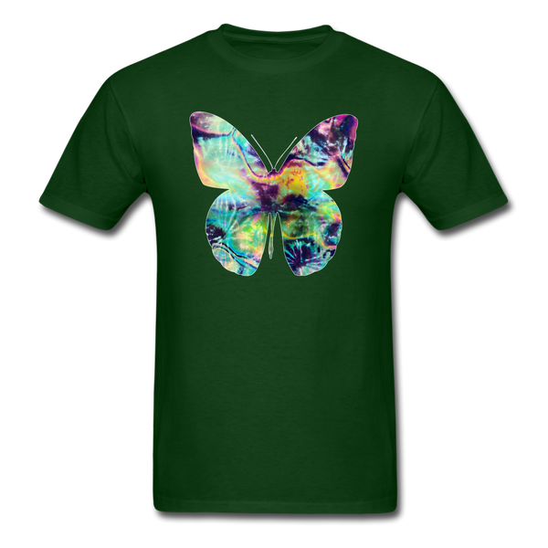 8338 1/4S Crystals Watercolor Tie Dye Butterfly PREMIUM TSHIRT - forest green