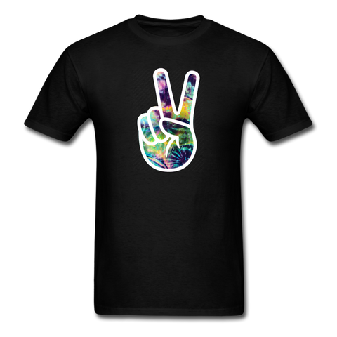 8338 1/4S Crystals Watercolor Tie Dye Peace Sign PREMIUM TSHIRT - black