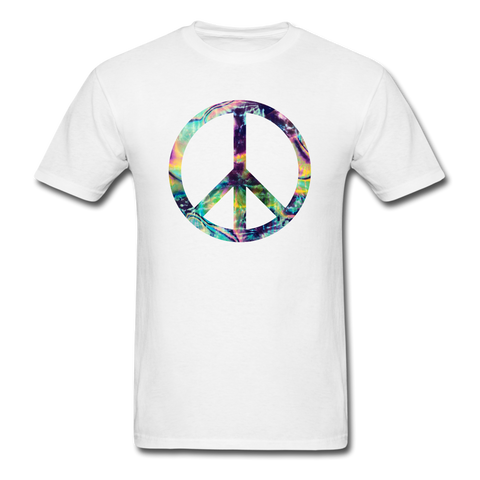 8338 1/4S Crystals Watercolor Tie Dye Peace Symbol PREMIUM TSHIRT - white