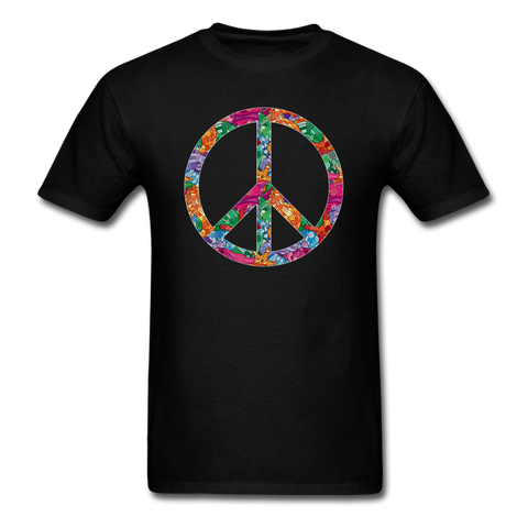 8334 1/4S Myras Sea Life Doodle Peace Symbol PREMIUM TSHIRT - black