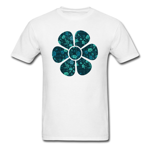 8341 1/4S Vickies Denim Look Vines Flower PREMIUM TSHIRT - white