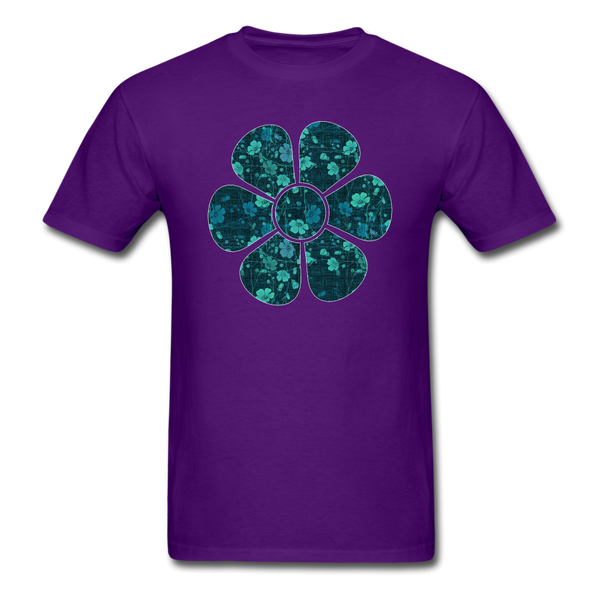 8341 1/4S Vickies Denim Look Vines Flower PREMIUM TSHIRT - purple