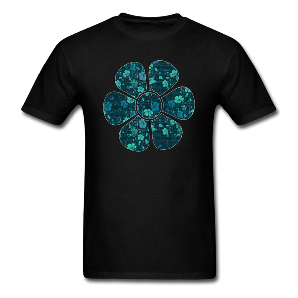 8341 1/4S Vickies Denim Look Vines Flower PREMIUM TSHIRT - black