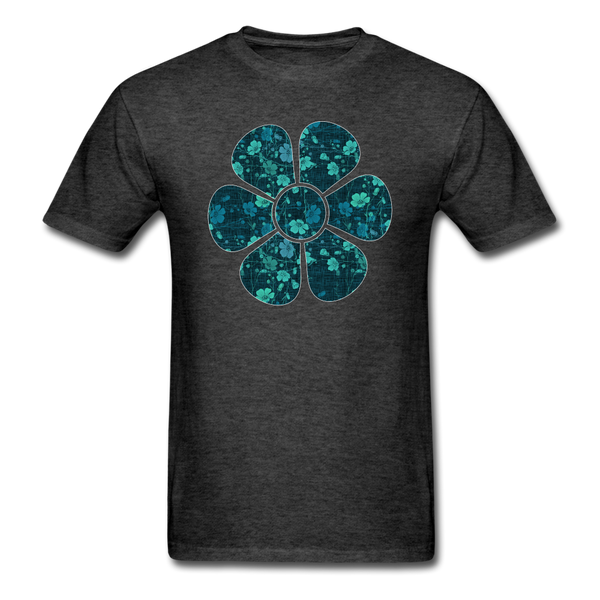 8341 1/4S Vickies Denim Look Vines Flower PREMIUM TSHIRT - heather black