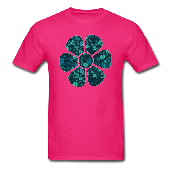 8341 1/4S Vickies Denim Look Vines Flower PREMIUM TSHIRT - fuchsia