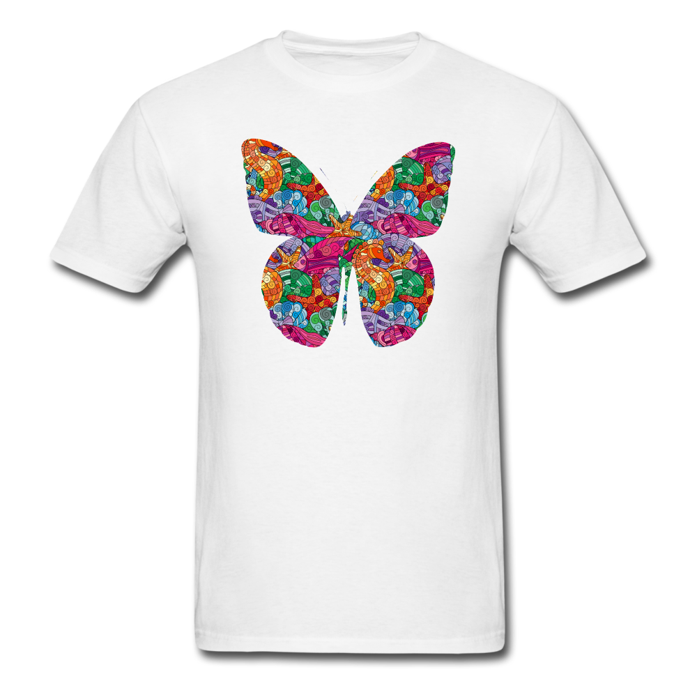 8334 1/4S Myras Sea Life Doodle Butterfly PREMIUM TSHIRT - white