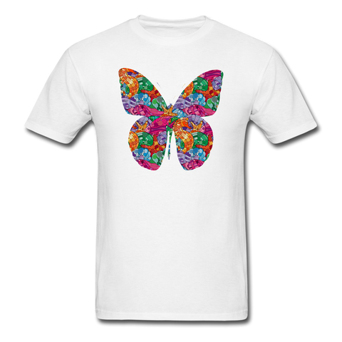 8334 1/4S Myras Sea Life Doodle Butterfly PREMIUM TSHIRT - white