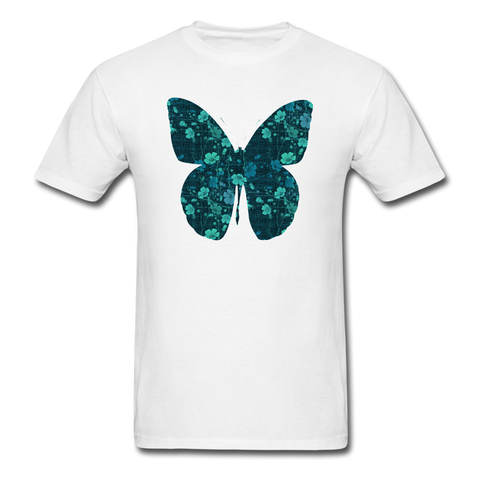 8341 1/4S Vickies Denim Look Vines Butterfly PREMIUM TSHIRT - white