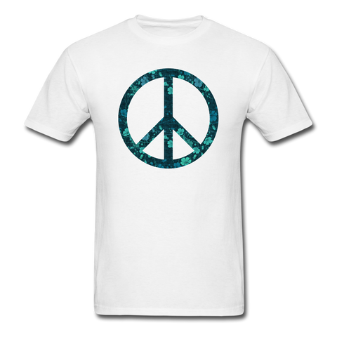 8341 1/4S Vickies Denim Look Vines Peace Symbol PREMIUM TSHIRT - white