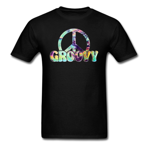 8338 1/4S Crystal's Watercolor Tie Dye Groovy Peace PREMIUM TSHIRT - black