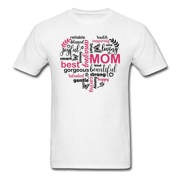 1561 1/4S Mom Word Art Heart PREMIUM TSHIRT - white